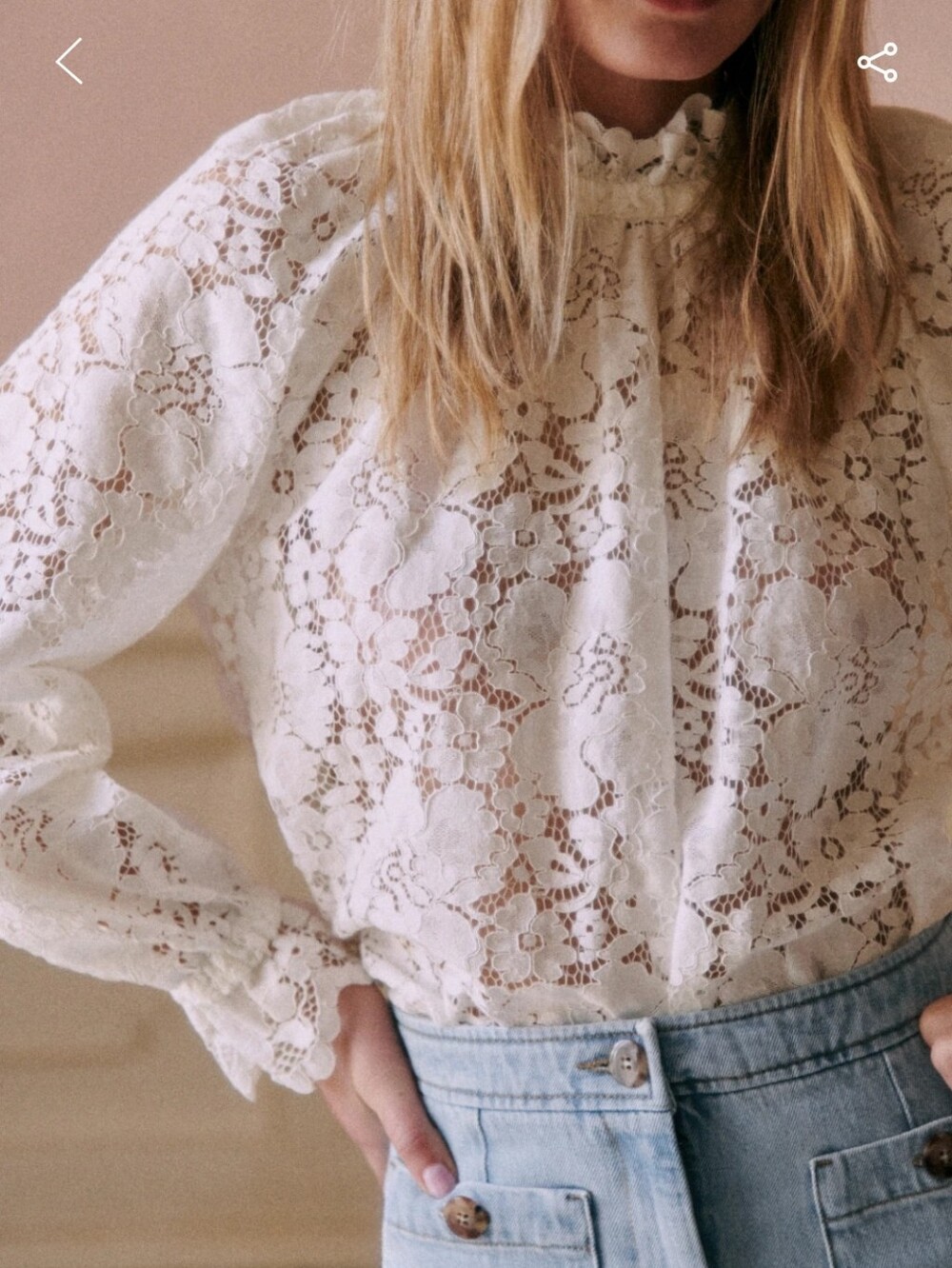 Sezane Sheila Lace Blouse - Cream